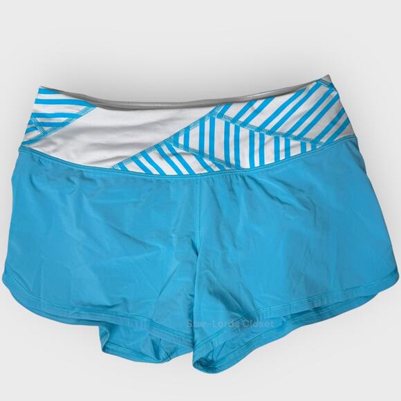 Lululemon Groovy Running Short 6 Spry Blue Quilt Retired Rare 90s Athleisure - Picture 1 of 5
